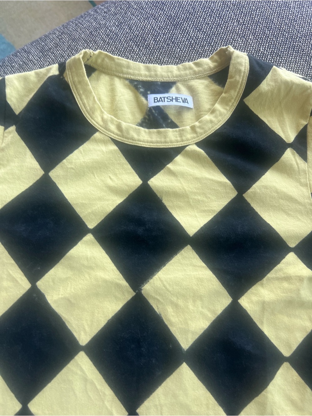 Batsheva Yellow and Black Diamond-Check Tee